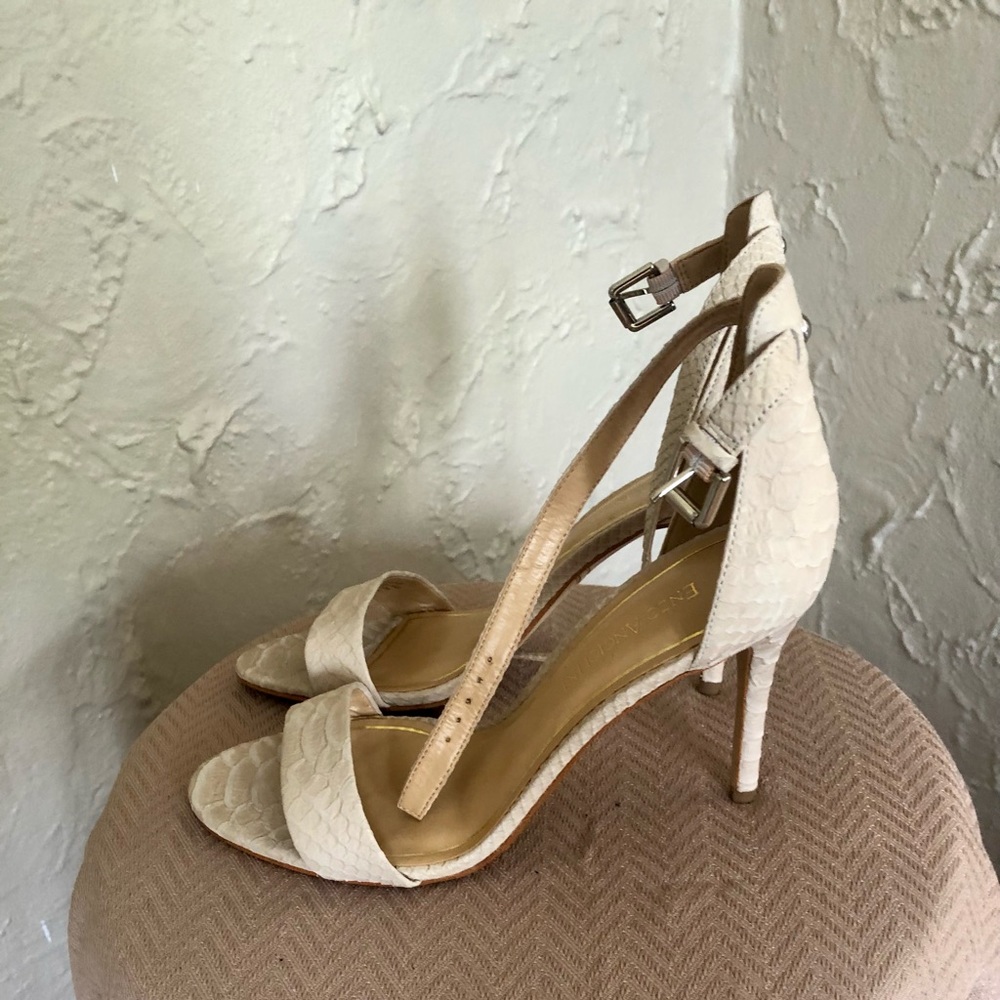 Enzo Angiolini beige snakeskin sandals